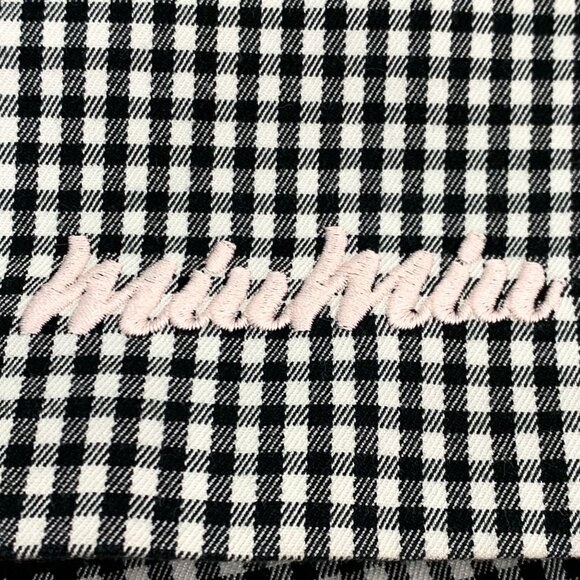 Miu Miu Womens Black & White Houndstooth Check Skirt With Pink Logo Embroidery S - Picture 6 of 9